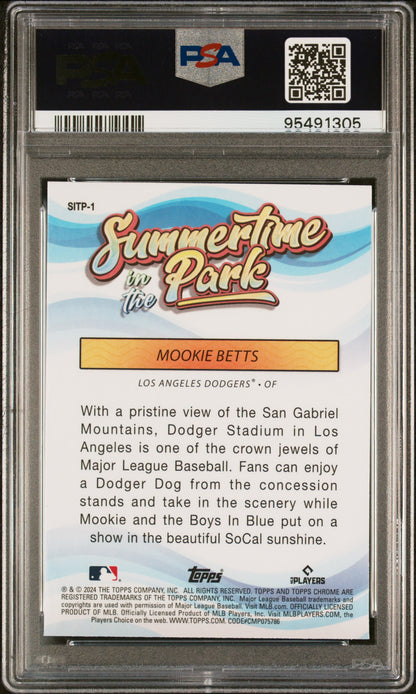 Graded 2024 Topps Chrome Mookie Betts #1 Summertime in the Park Baseball Card PSA 10 Gem Mint