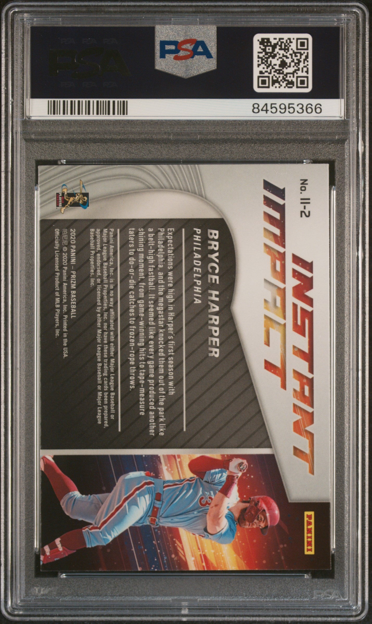 Graded 2020 Panini Prizm Bryce Harper #II2 Instant Impact Baseball Card PSA 10 Gem Mint