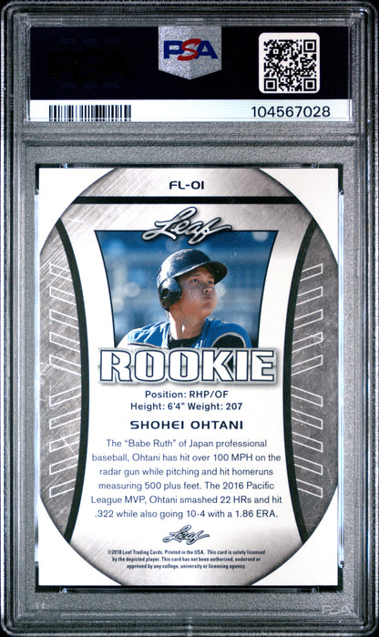 Graded 2018 Leaf Rookie Shohei Ohtani #FL-01 Exclusive Flag Rookie RC Baseball Card PSA 9 Mint