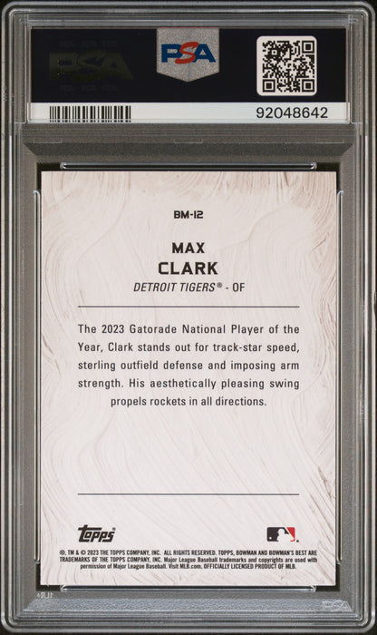 Graded 2023 Topps Bowmans Best Max Clark #BM12 Masterpieces Rookie RC Baseball Card PSA 10 Gem Mint