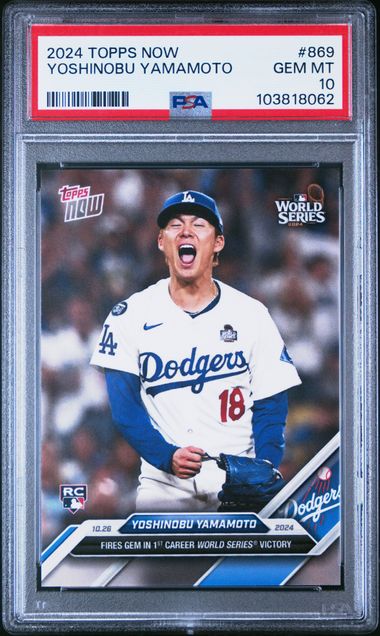 Graded 2024 Topps Now Yoshinobu Yamamoto #869 Rookie RC Baseball Card PSA 10 Gem Mint