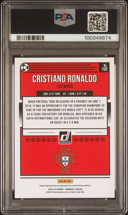 Graded 2018 Panini Donruss Cristiano Ronaldo #156 Press Proof Red Soccer Card PSA 10 Gem Mint
