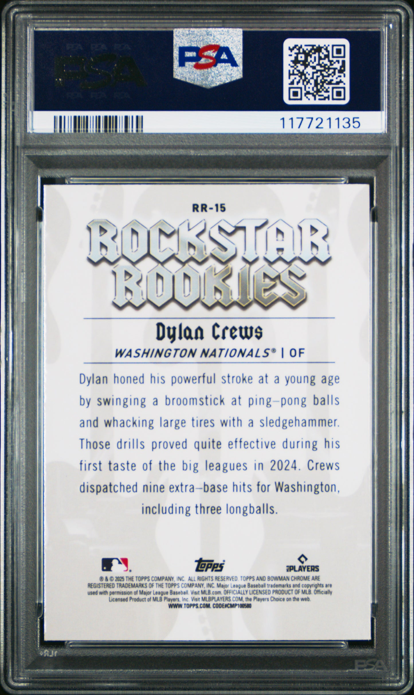 Graded 2025 Topps Bowman Dylan Crews #RR15 Rockstar Rookies Rookie RC Baseball Card PSA 10 Gem Mint