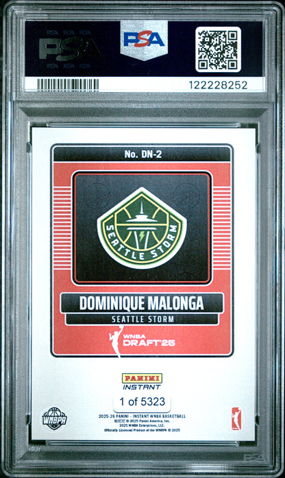 Graded 2025 Panini Instant Dominque Malonga #DN2 Draft Night Rookie RC Basketball Card PSA 10 Gem Mint