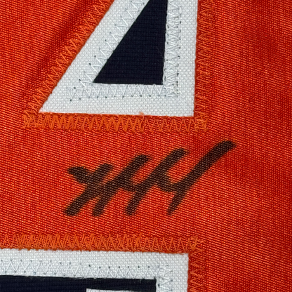 Framed Autographed/Signed Yordan Alvarez 35x39 Houston Blue Baseball Jersey Beckett BAS COA