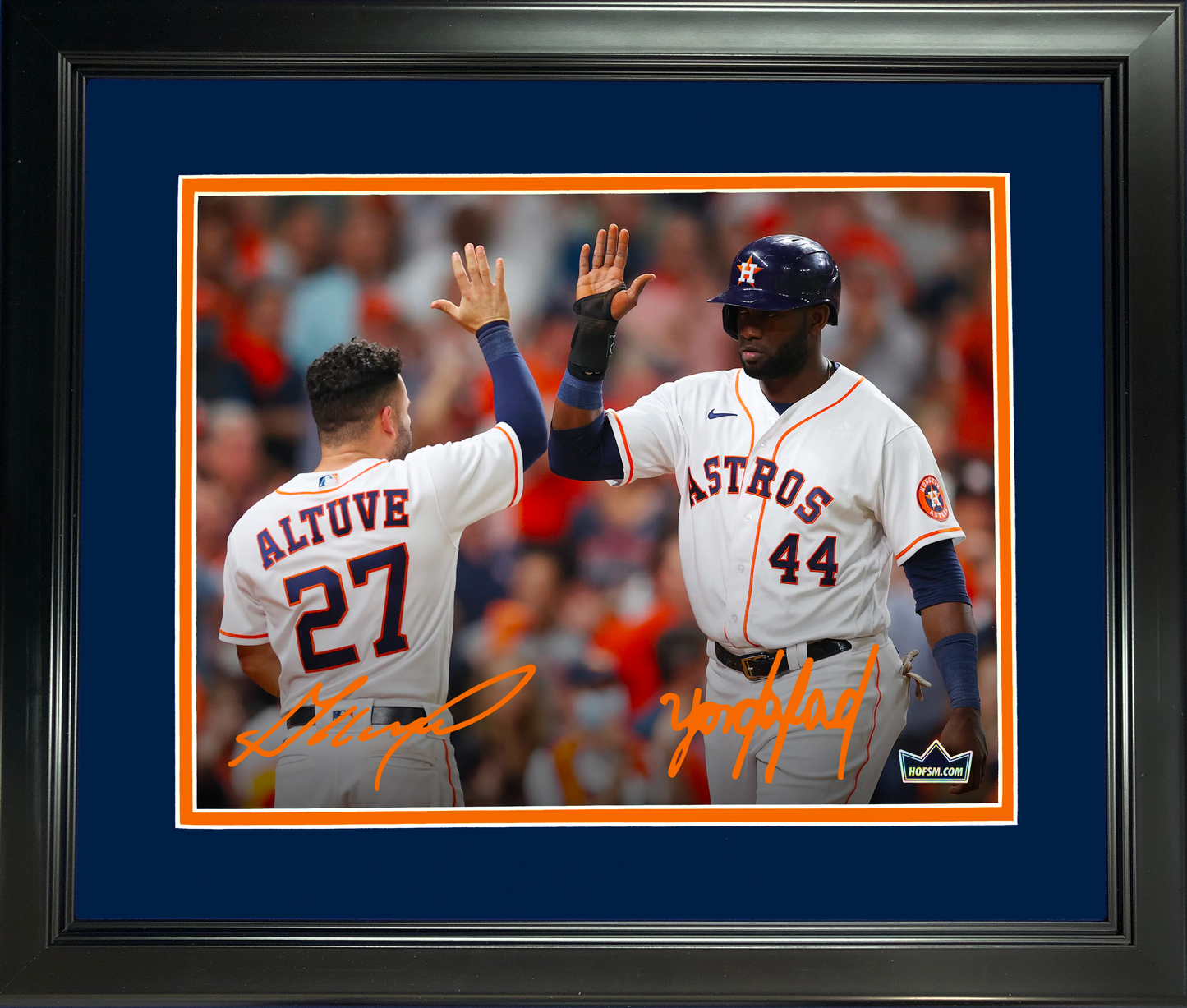 Framed Yordan Alvarez & Jose Altuve Houston Astros Dual Facsimile Laser Engraved Signature Auto 11"x14" Baseball Photo HOFSM Holo