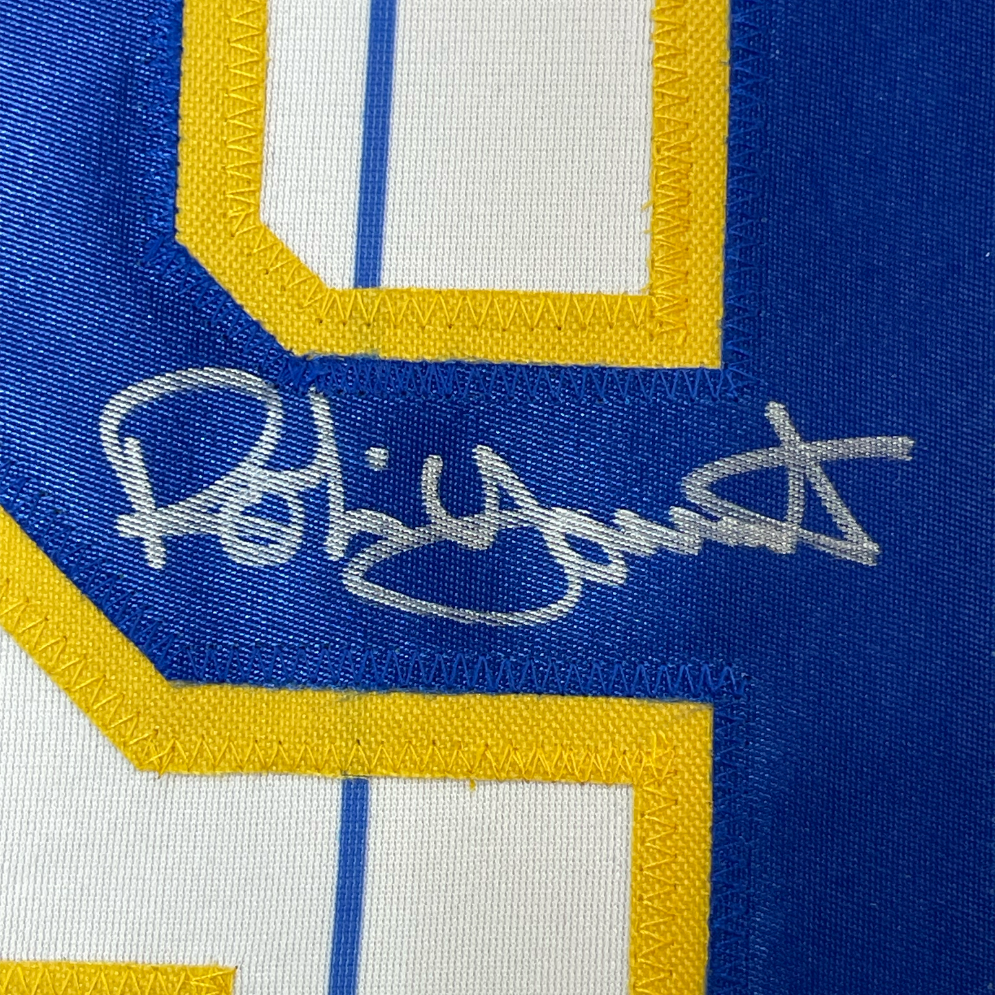 Framed Autographed/Signed Robin Yount 35x39 Milwaukee Pinstripe Baseball Jersey JSA COA