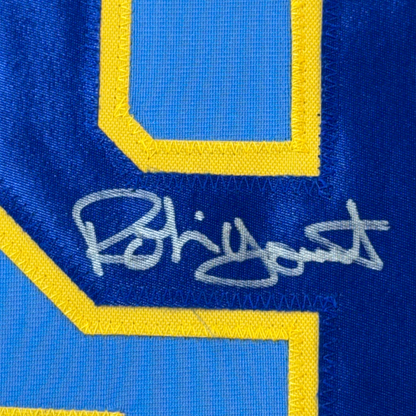 Framed Autographed/Signed Robin Yount 35x39 Milwaukee Blue Baseball Jersey JSA COA