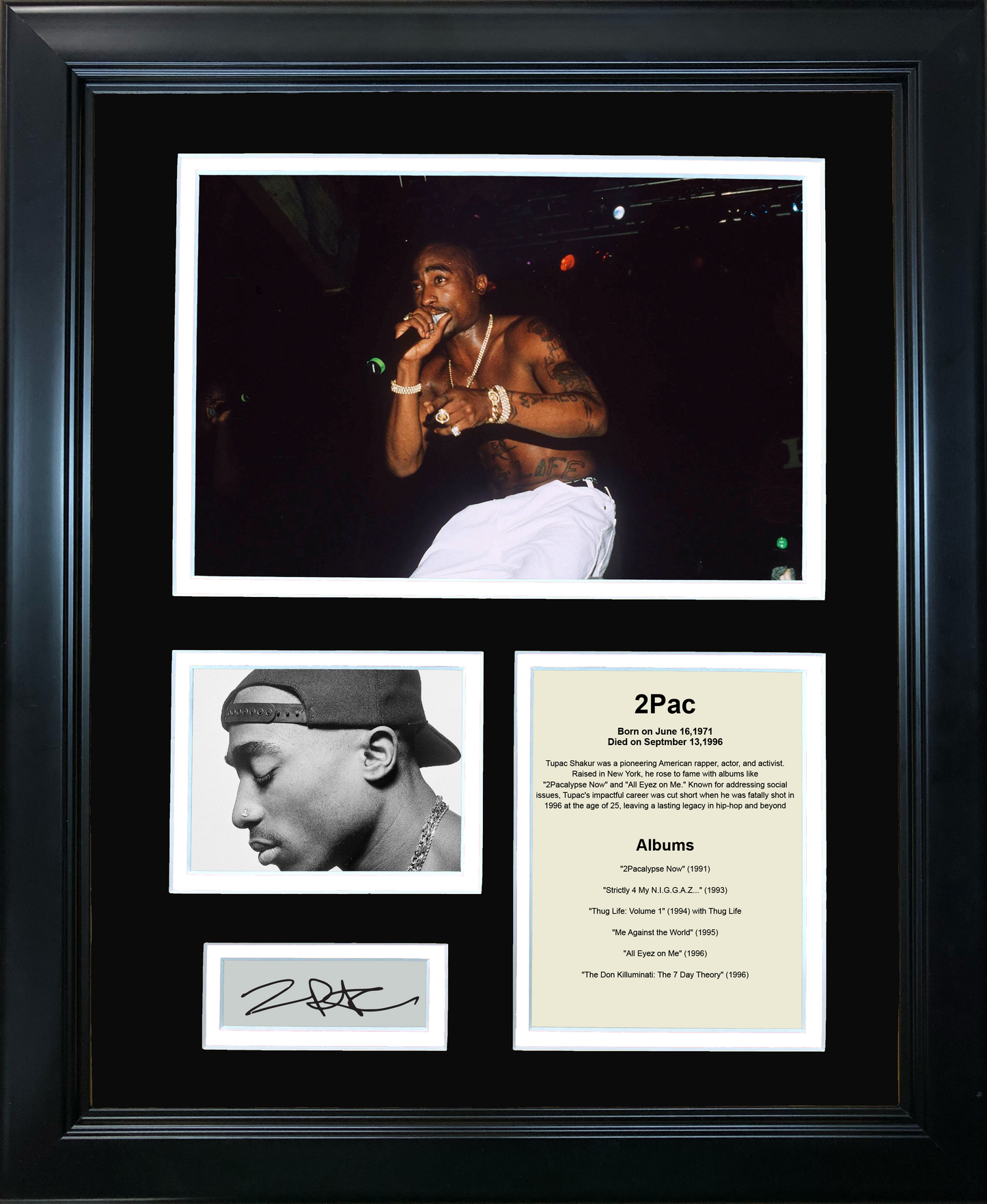 Framed 2Pac Discography Facsimile Laser Engraved Signature Auto 11"x14"Music Photo Sig Collage