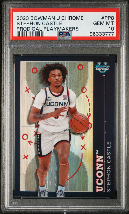 Graded 2023 Topps Bowman U Chrome Stephon Castle #PP8 Prodigal Playmayers Rookie RC Basketball Card PSA 10 Gem Mint