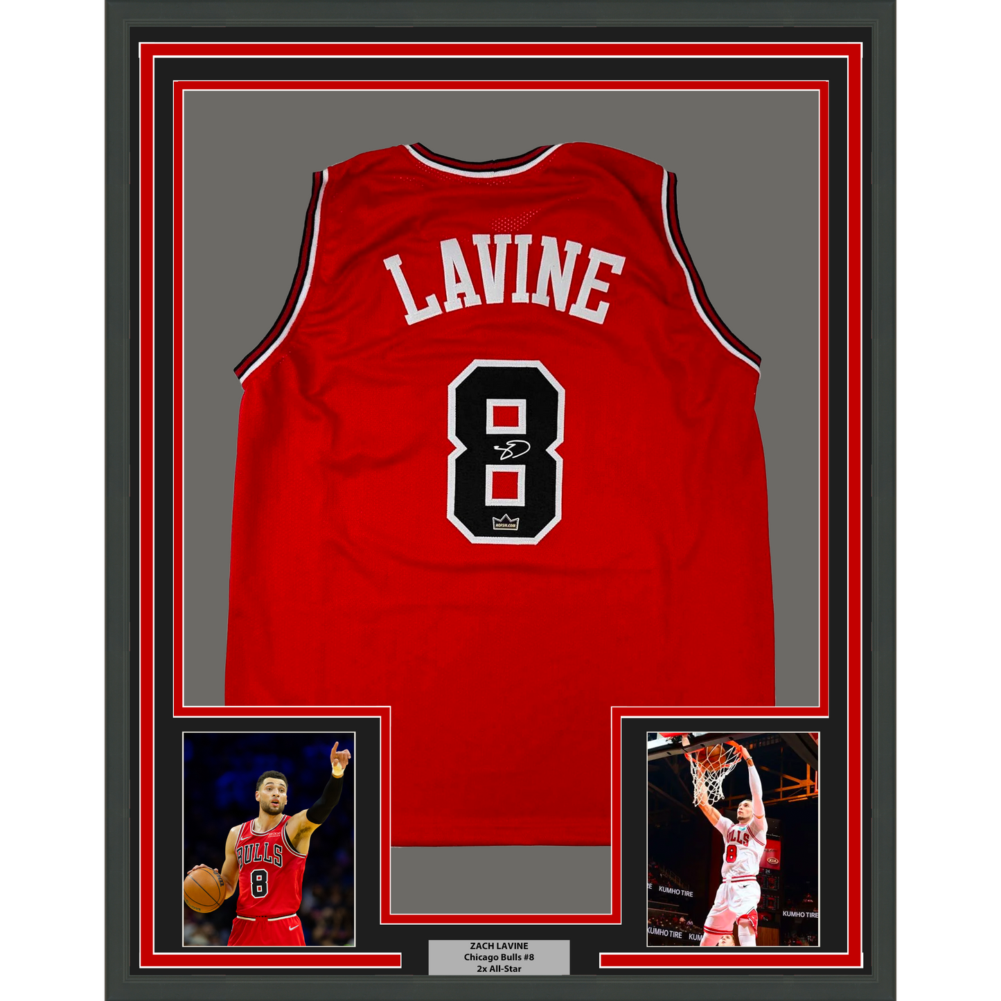 Framed Facsimile Autographed Zach LaVine 35x39 Chicago Red Reprint Laser Auto Basketball Jersey