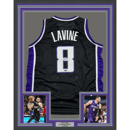 Framed Facsimile Autographed Zach LaVine 35x39 Sacramento Black Reprint Laser Auto Basketball Jersey