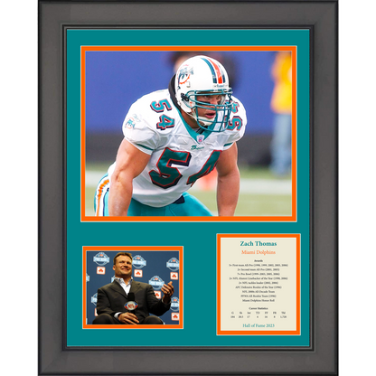 Framed Zach Thomas Hall of Fame Miami Dolphins 11"x14" Football Three Photo Collage