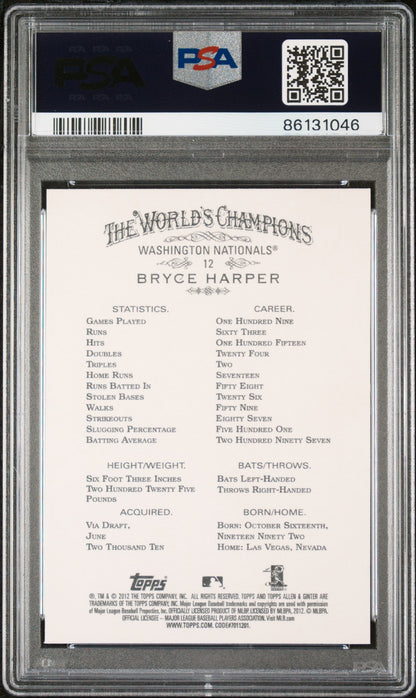 Graded 2012 Topps Allen & Ginter Bryce Harper #12 Rookie RC Baseball Card PSA 10 Gem Mint