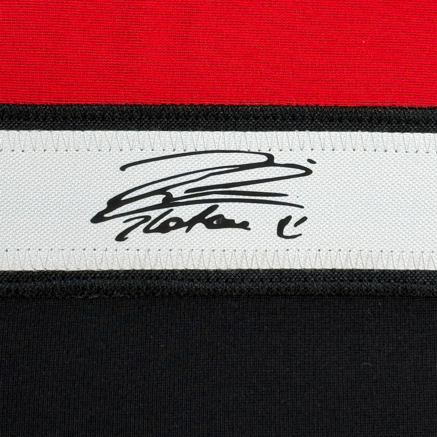 Framed Facsimile Autographed Zlatan Ibrahimovic 35x39 AC Milan Black/Red Reprint Laser Auto Soccer Jersey