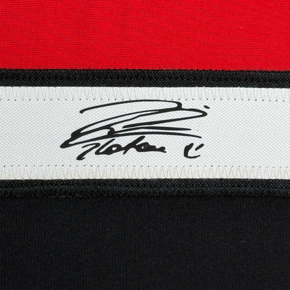 Framed Facsimile Autographed Zlatan Ibrahimovic 35x39 AC Milan Black/Red Reprint Laser Auto Soccer Jersey