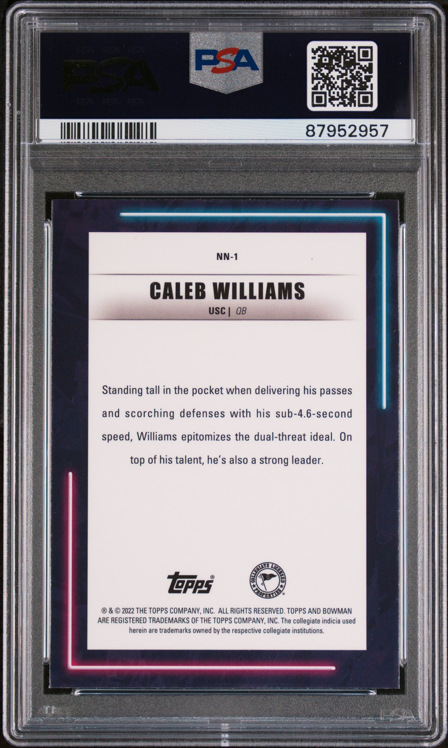 Graded 2022 Topps Bowmans Best University Caleb Williams #NN1 Neon Neophytes Rookie RC Football Card PSA 10 Gem Mint