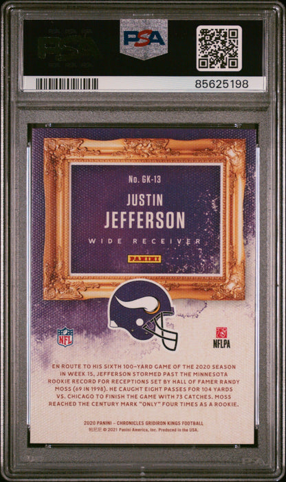 Graded 2020 Panini Chronicles Justin Jefferson #GK13 Gridiron Kings Rookie RC Football Card PSA 9 Mint