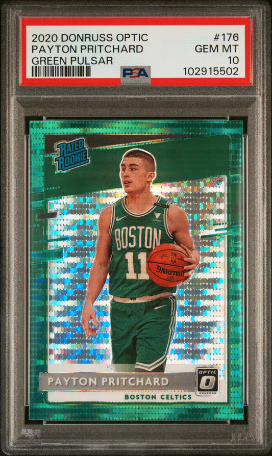 Graded 2020 Panini Donruss Optic Payton Pritchard #176 Green Pulsar Rookie RC Basketball Card PSA 10 Gem Mint