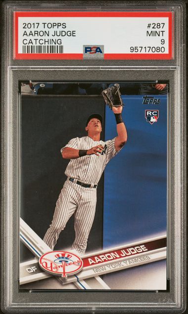 Graded 2017 Topps Aaron Judge #287 Catching Rookie RC Baseball Card PSA 9 Mint