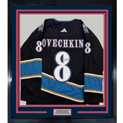 Framed Autographed/Signed Alexander Alex Ovechkin 35x39 Washington Capitals Black Reverse Retro Hockey Jersey Fanatics COA