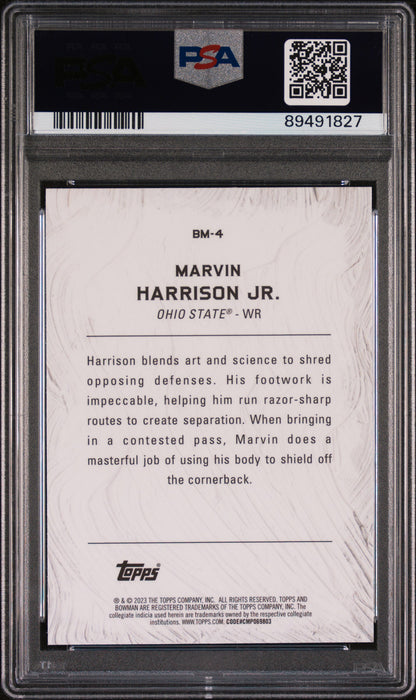 Graded 2023 Topps Bowman U Best Marvin Harrison Jr #BM4 Masterpieces Rookie RC Football Card PSA 10 Gem Mint