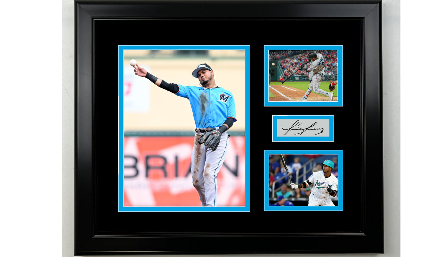 Framed Luis Arraez Miami Marlins Facsimile Laser Engraved Signature Baseball 14x11 3 Photo Collage