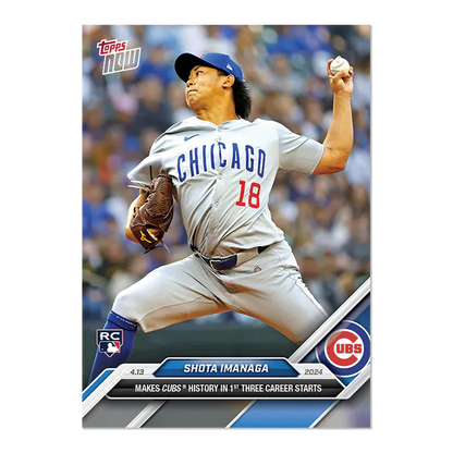 2024 Topps Now Shota Imanaga #72 Rookie RC Baseball Card