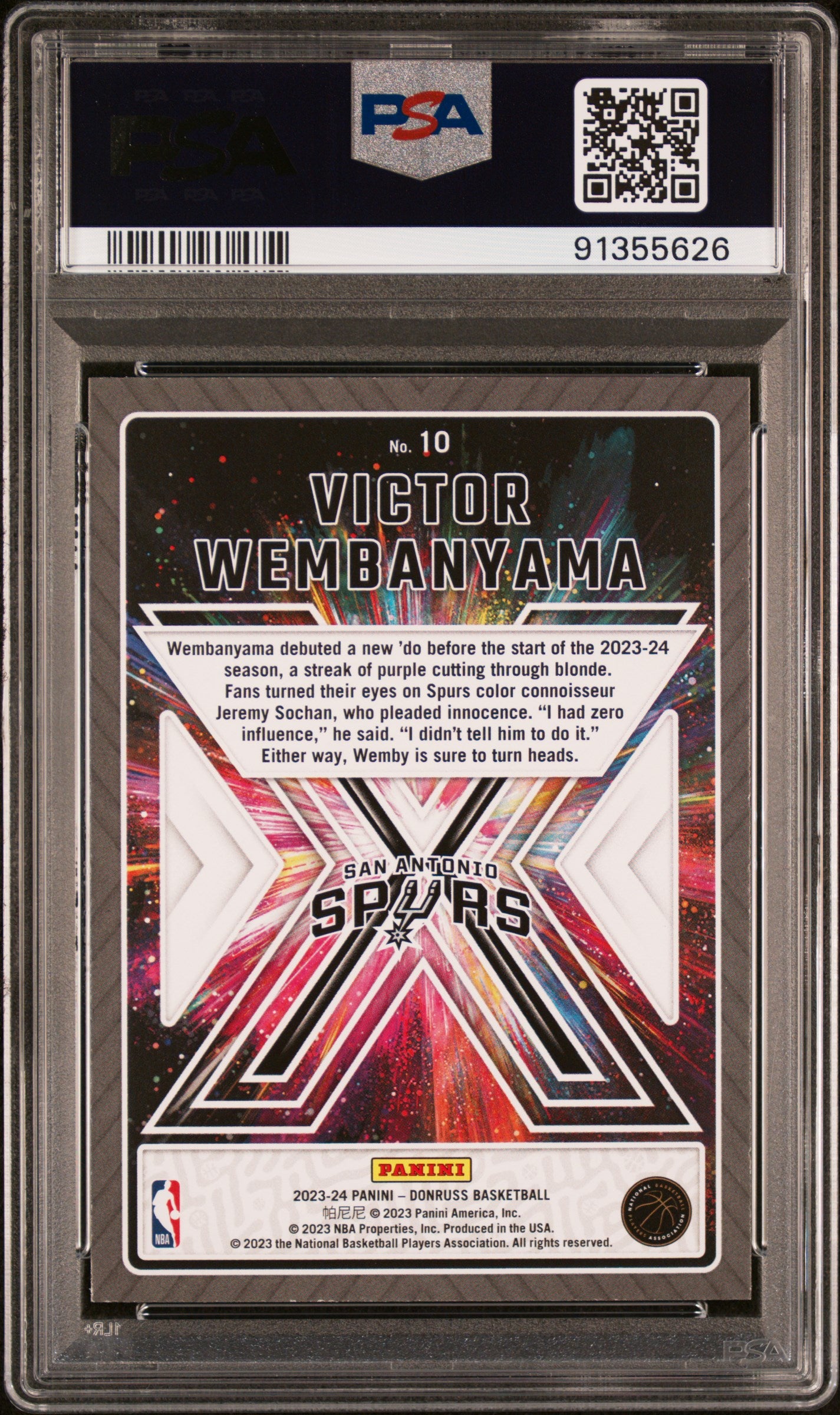 Graded 2023 Panini Donruss Victor Wembanyama #10 Great Xpectations Rookie RC Basketball Card PSA 9 Mint
