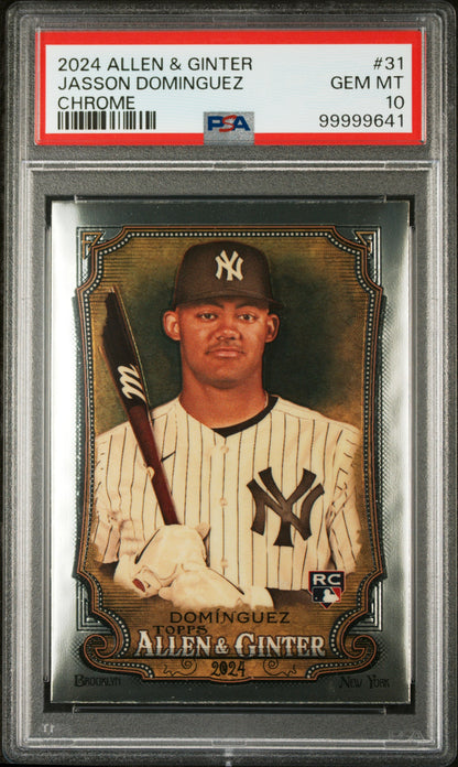 Graded 2024 Topps Allen & Ginter Jasson Dominguez #31 Chrome Rookie RC Baseball Card PSA 10 Gem Mint