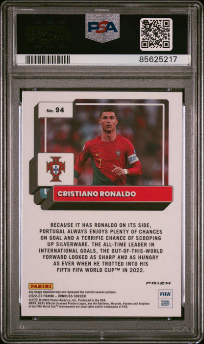 Graded 2022 Donruss FIFA Cristiano Ronaldo #94 Optic-Holo Soccer Card PSA 9 Mint