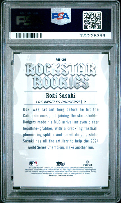 Graded 2025 Topps Bowman Roki Sasaki #RR20 Rockstar Rookies Rookie RC Baseball Card PSA 10 Gem Mint