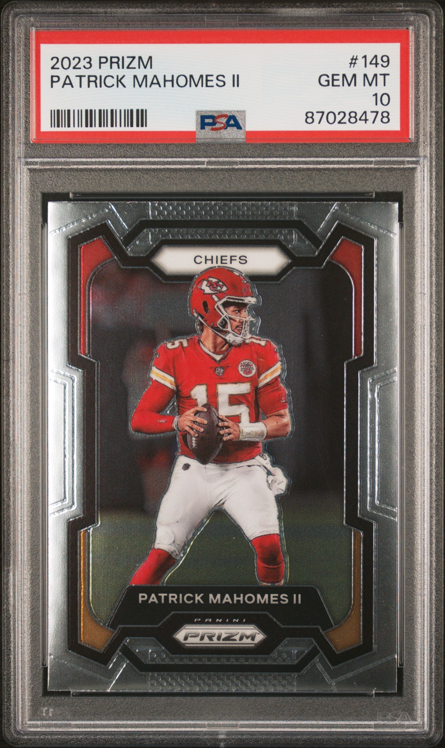 Graded 2023 Panini Prizm Patrick Mahomes II #149 Football Card PSA 10 Gem Mint