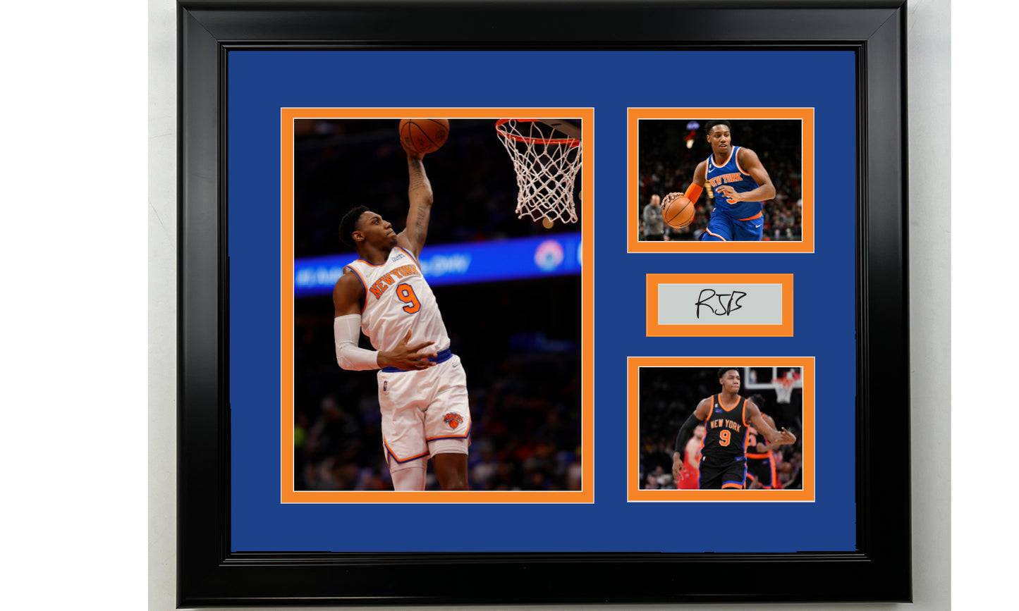 Framed R.J. Barrett New York Knicks Facsimile Laser Engraved Signature Basketball 14x11 3 Photo Collage