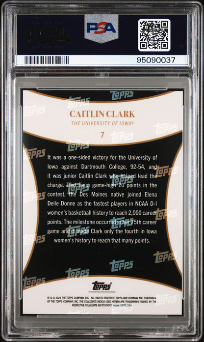Graded 2024 Topps Bowman U Now Clark Caitlin Clark #7 Collegiate Campaign Rookie RC Basketball Card PSA 10 Gem Mint