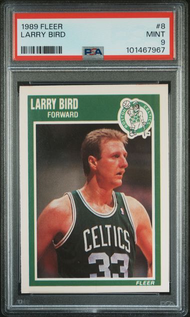 Graded 1989 Fleer Larry Bird #8 Basketball Card PSA 9 Mint