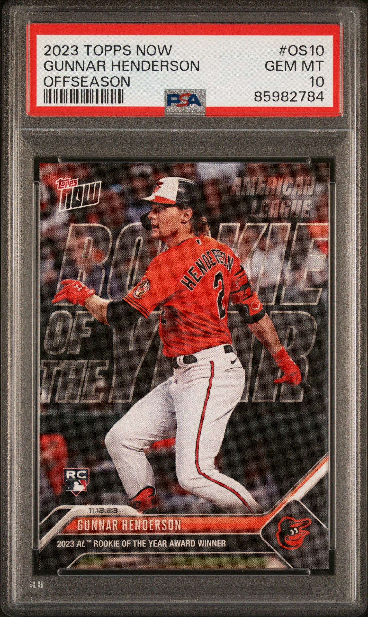 Graded 2023 Topps Now Gunnar Henderson #OS10 Offseason Rookie RC Baseball Card PSA 10 Gem Mint