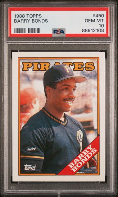 Graded 1988 Topps Barry Bonds #450 2nd Year Baseball Card PSA 10 Gem Mint