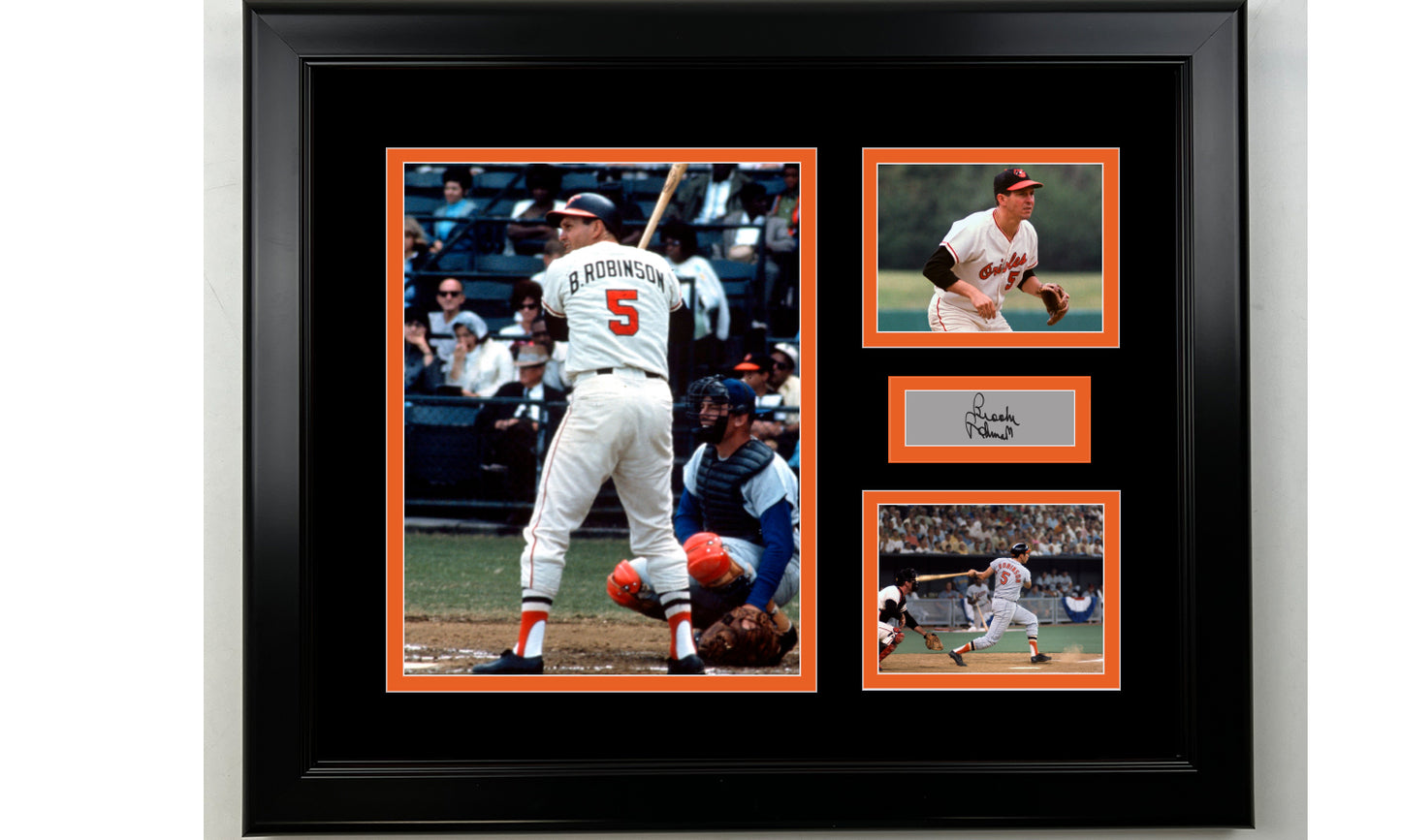 Framed Brooks Robinson Baltimore Orioles Facsimile Laser Engraved Signature Baseball 14x11 3 Photo Collage