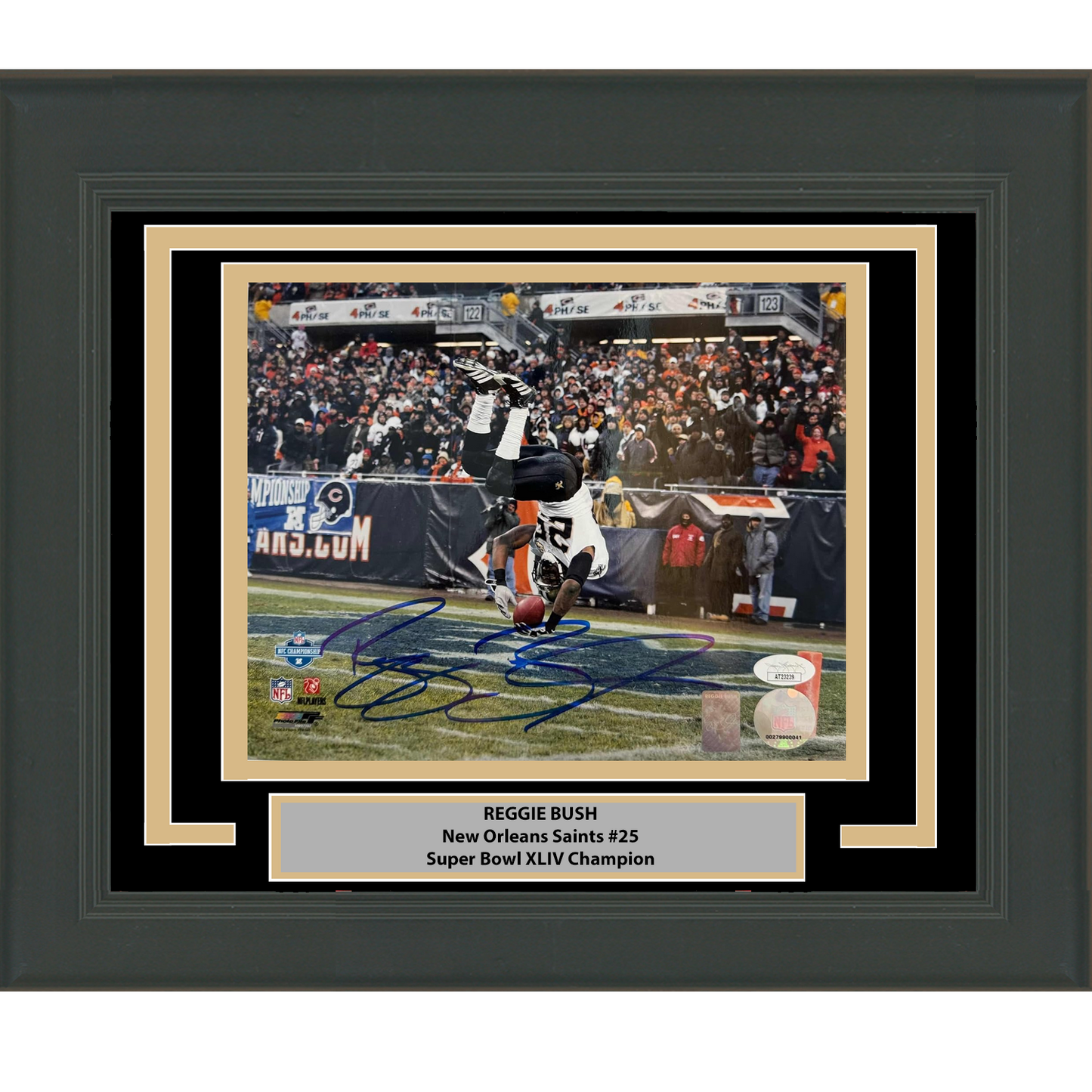 Framed Autographed/Signed Reggie Bush New Orleans Saints 8x10 Football Photo JSA COA #2
