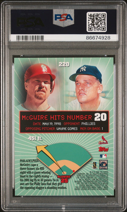 Graded 1999 Topps Mark McGwire #220 Home Run #20 Baseball Card PSA 7 Near Mint