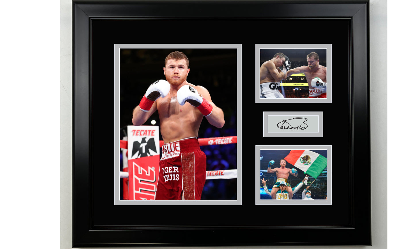 Framed Canelo Alvarez Boxing Facsimile Laser Engraved Signature 14x11 3 Photo Collage