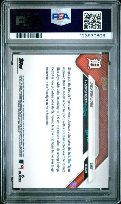 Graded 2025 Topps Now Jackson Jobe #192 Black Foil /10 Rookie RC Baseball Card PSA 10 Gem Mint