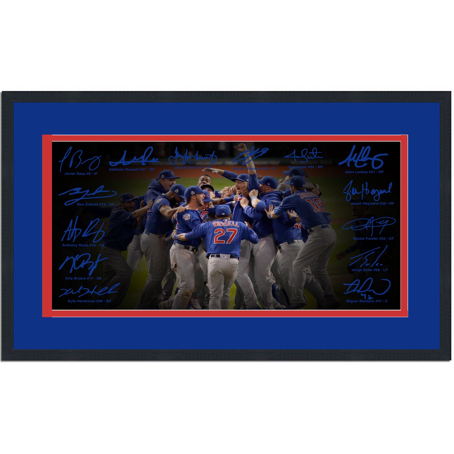 Framed Chicago Cubs 2016 World Series Champions Facsimile Signature Team Auto 16x24 Baseball Photo