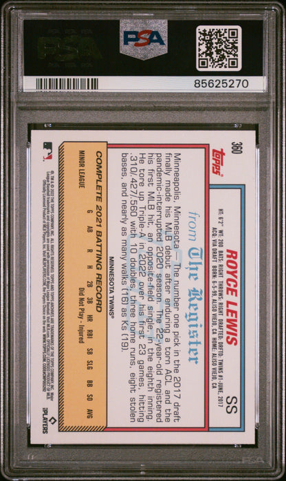 Graded 2022 Topps Archives Royce Lewis #360 Rookie RC Baseball Card PSA 9 Mint