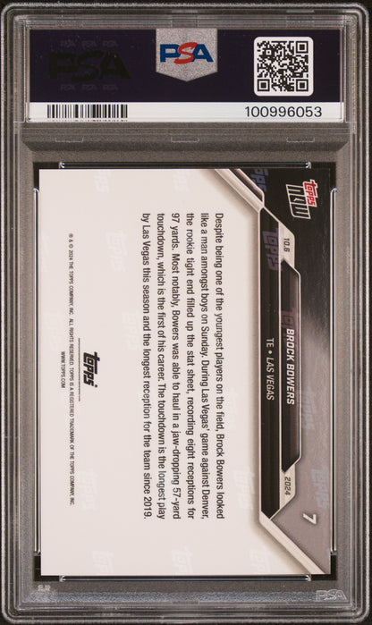 Graded 2024 Topps Now Brock Bowers #7 Rookie RC Football Card PSA 10 Gem Mint