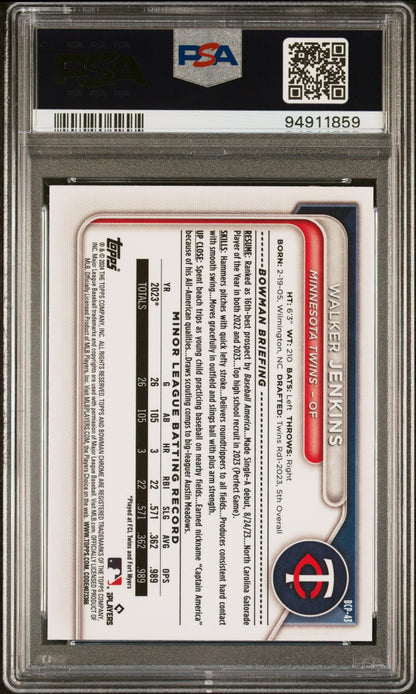 Graded 2024 Topps Bowman Mega Box Walker Jenkins #43 Rookie RC Baseball Card PSA 10 Gem Mint