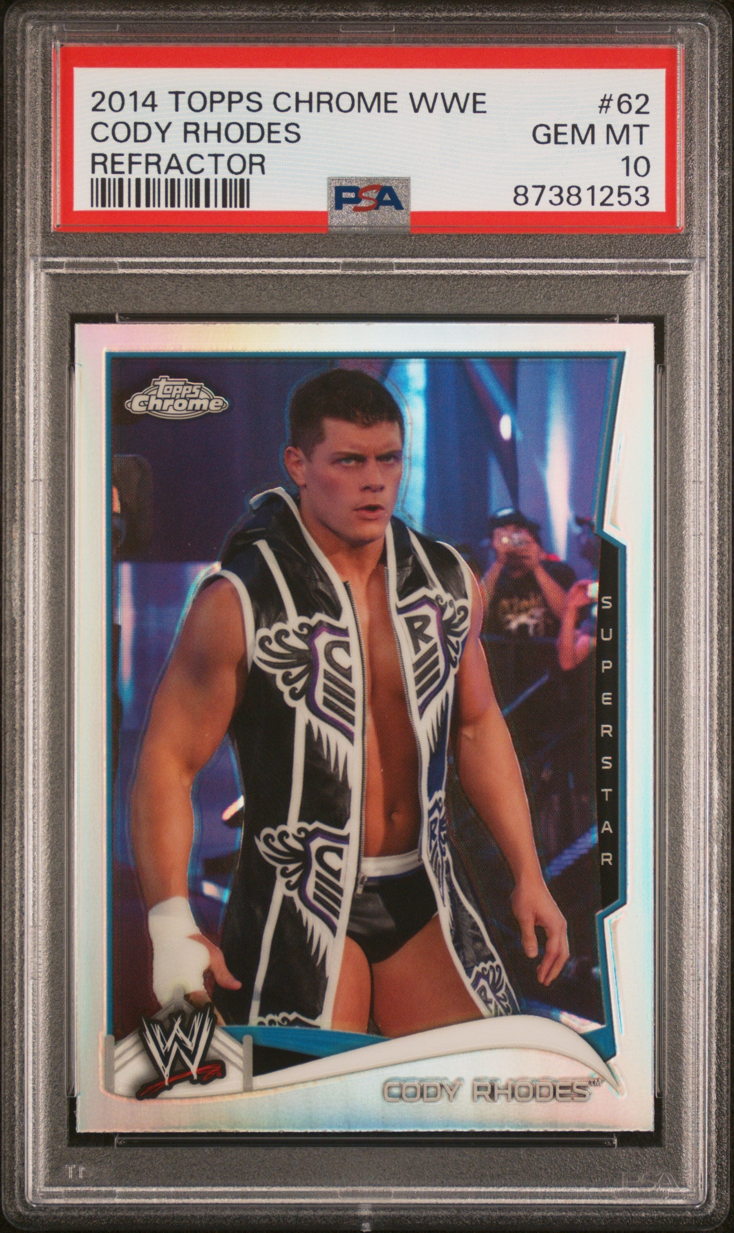 Graded 2014 Topps Chrome WWE Cody Rhodes #62 Refractor Wrestling Card PSA 10 Gem Mint