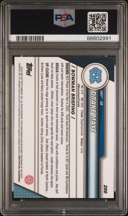 Graded 2023 Topps Bowman U Chrome Drake Maye #200 Xfractor Rookie RC Football Card PSA 10 Gem Mint