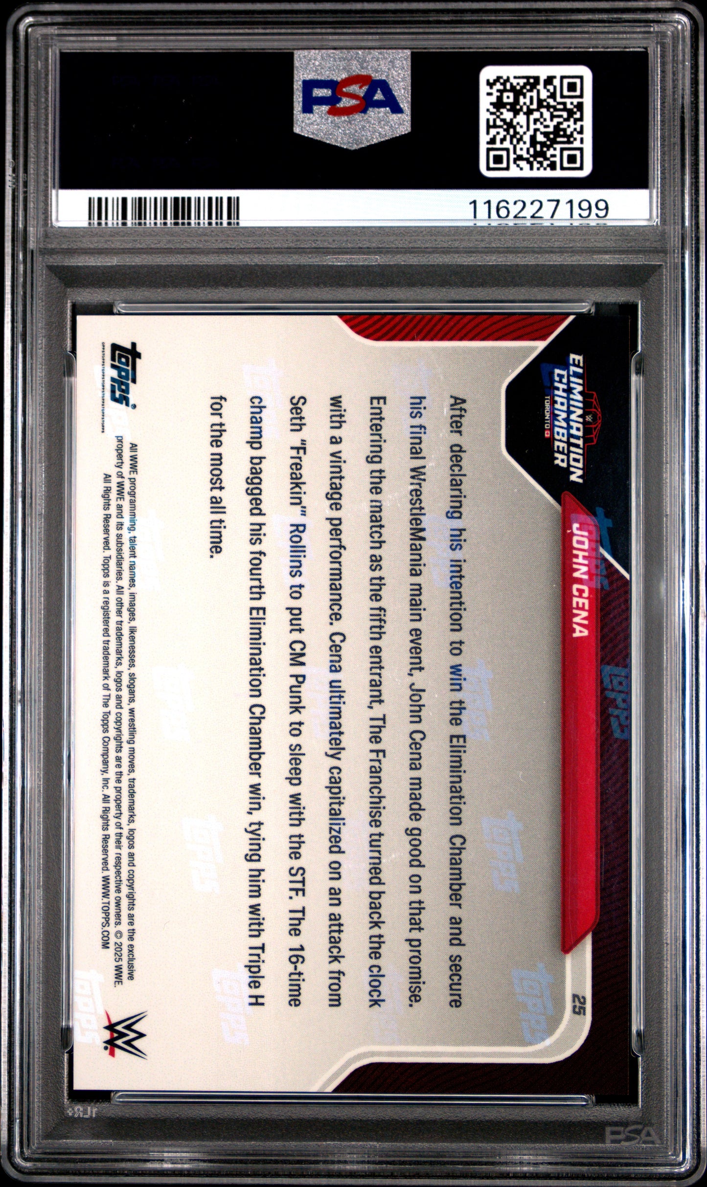 Graded 2025 Topps Now WWE John Cena #25 Wrestling Card PSA 8 Near Mint